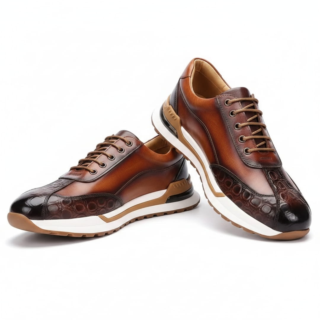 Victor Sneakers en Cuir Effet Croco – Baskets Casual Élégantes