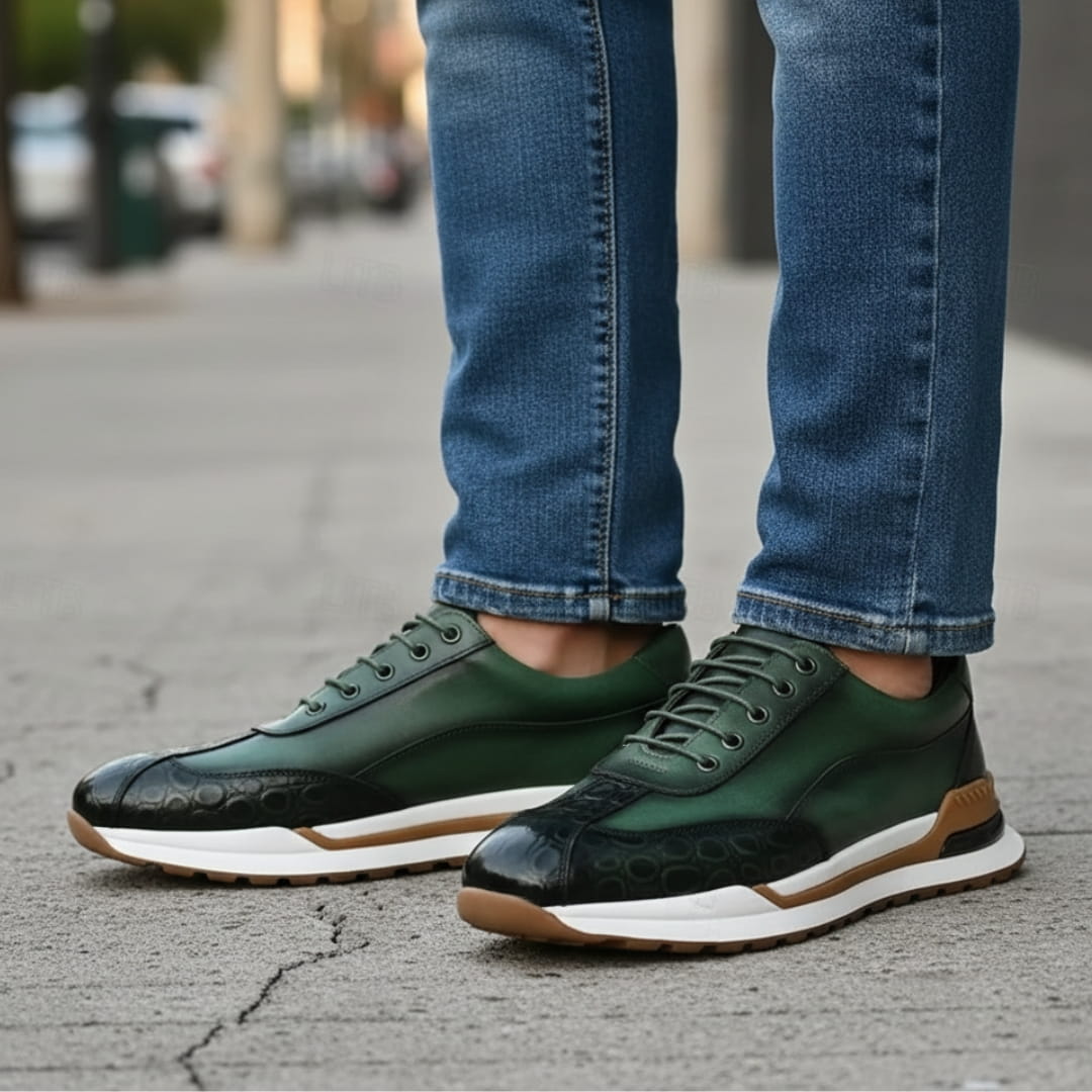 Victor Sneakers en Cuir Effet Croco – Baskets Casual Élégantes