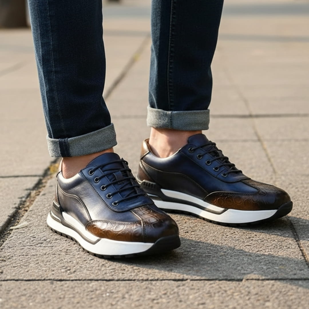 Victor Sneakers en Cuir Effet Croco – Baskets Casual Élégantes