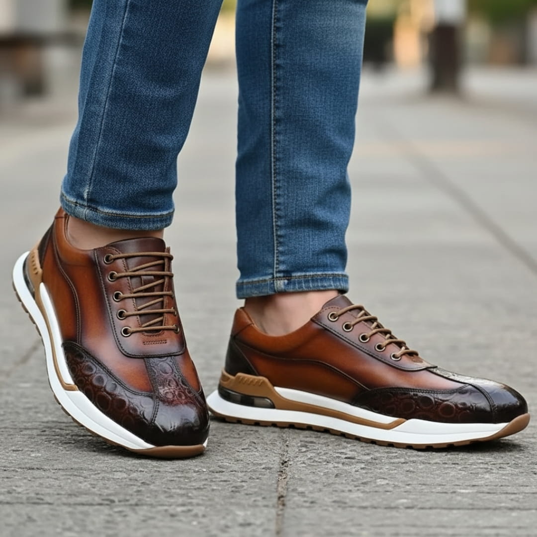 Victor Sneakers en Cuir Effet Croco – Baskets Casual Élégantes