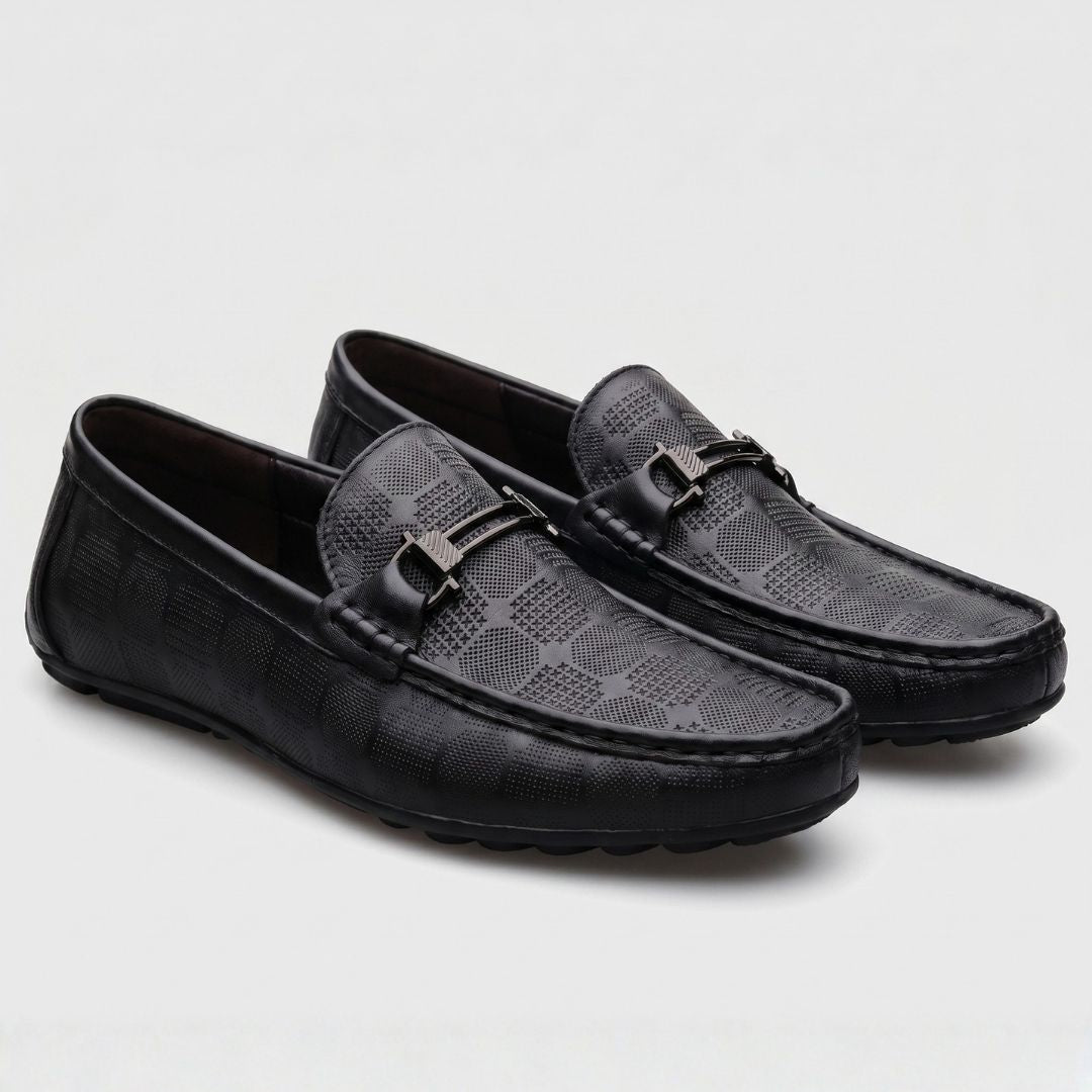 Giorgio Mocassins en Cuir Texturé à Boucle – Souliers Élégants Intemporels à Enfiler