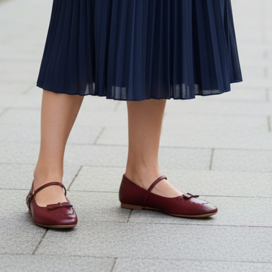 Amélie Chaussures en Cuir Mary-Jane Ballerines Bout Carré Confort Élégant