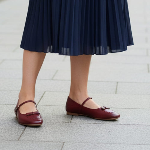 Amélie Chaussures en Cuir Mary-Jane Ballerines Bout Carré Confort Élégant