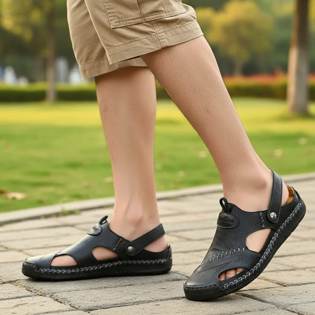 Alvaro Sandales en Cuir à Bout Fermé Style Pêcheur – Chaussures Confort Polyvalent Élégant