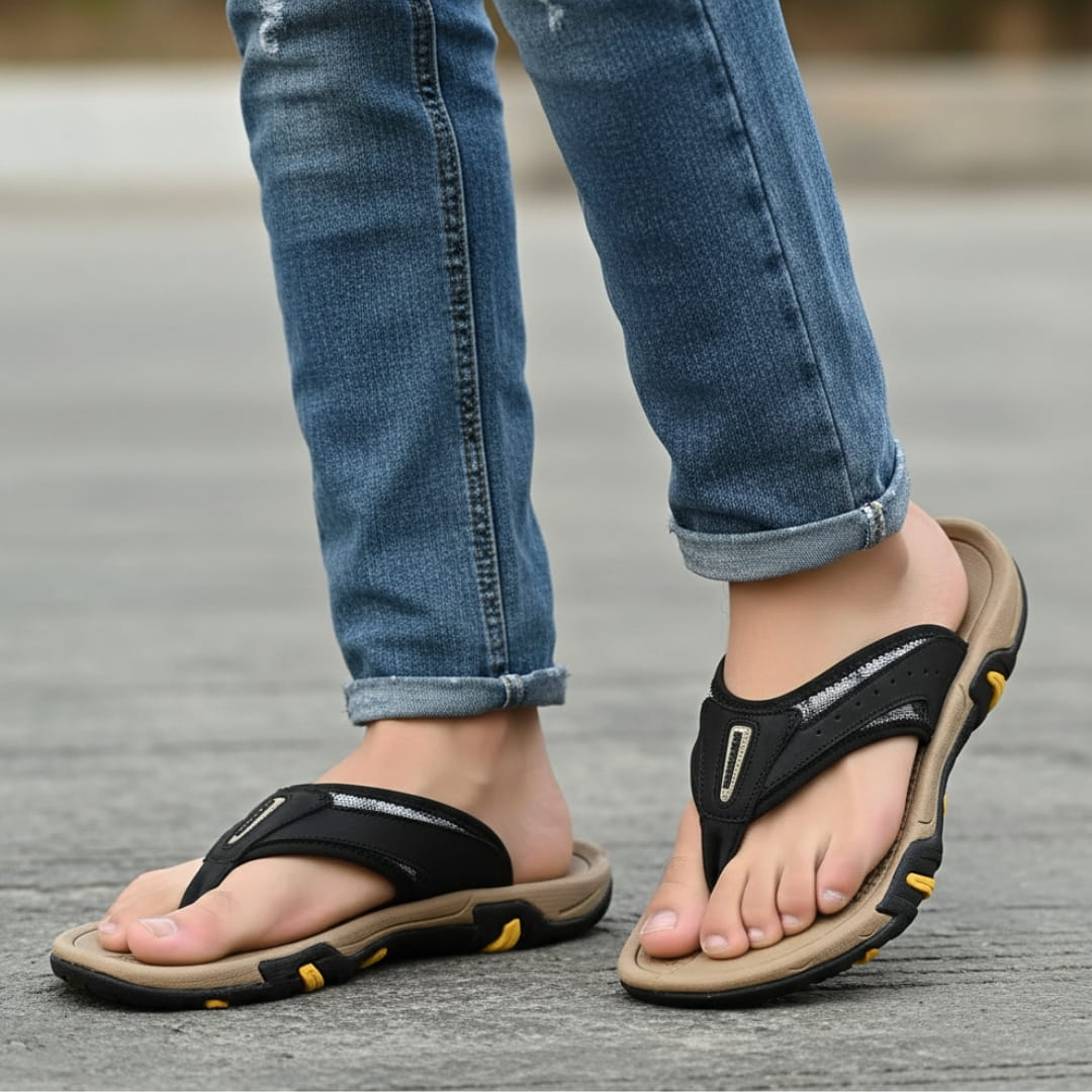 Vittorio Sandales Tongs en Cuir Ergonomiques – Semelle Confort Été Décontracté