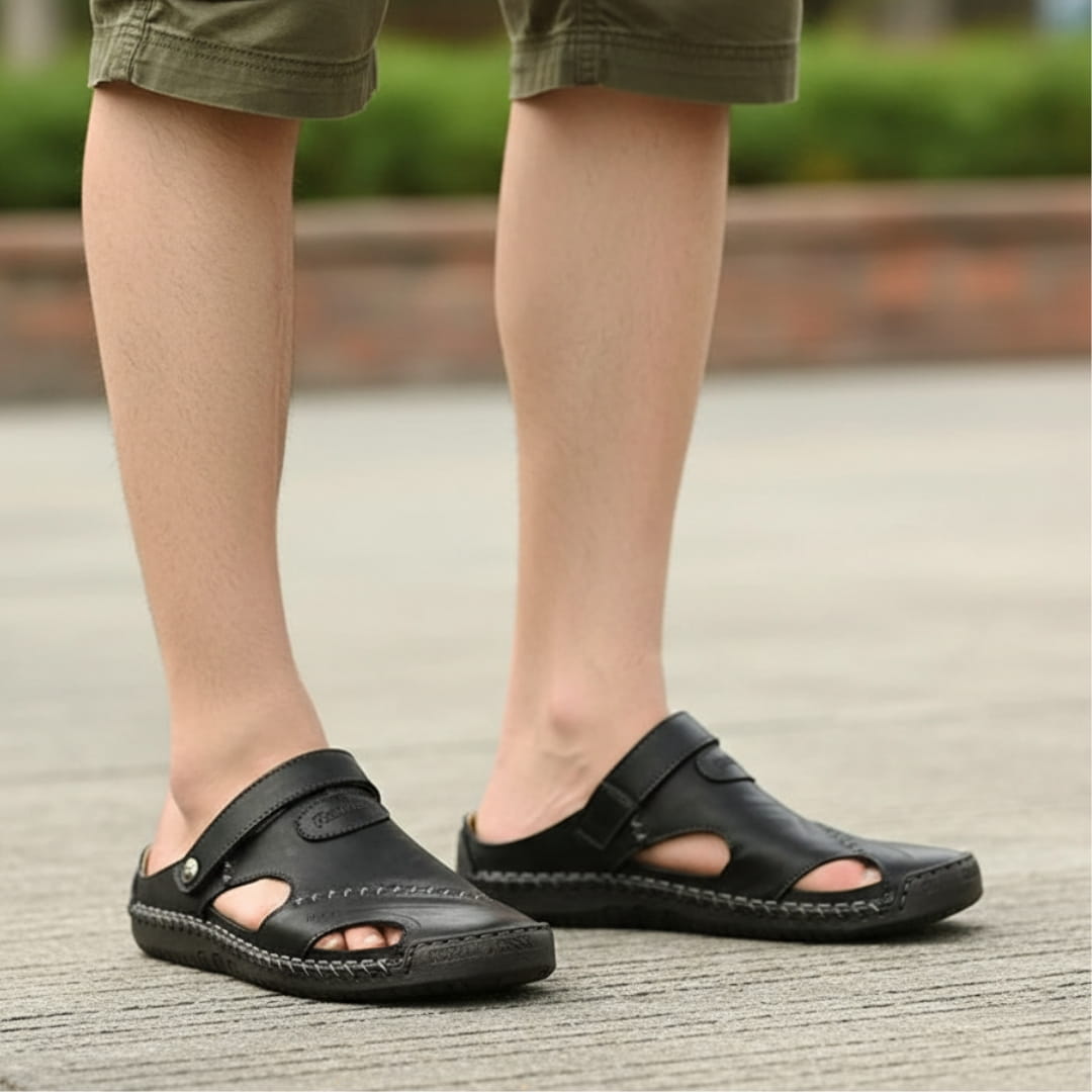 Alvaro Sandales en Cuir à Bout Fermé Style Pêcheur – Chaussures Confort Polyvalent Élégant
