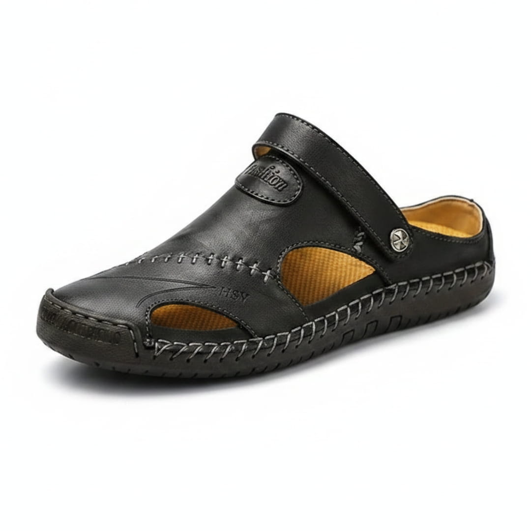 Alvaro Sandales en Cuir à Bout Fermé Style Pêcheur – Chaussures Confort Polyvalent Élégant