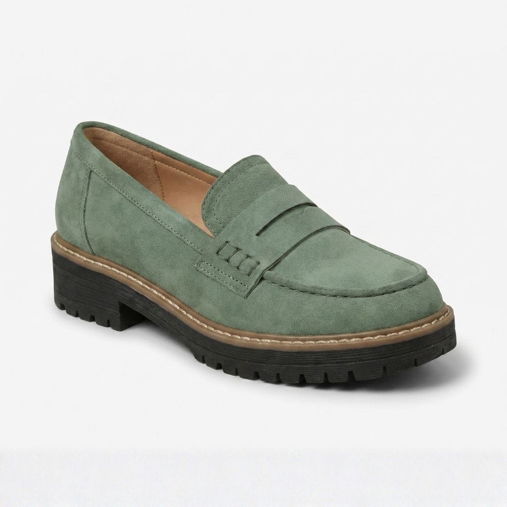 Colette Mocassins Chunky en Daim Premium – Souliers Casual Légers à Semelle Épaisse