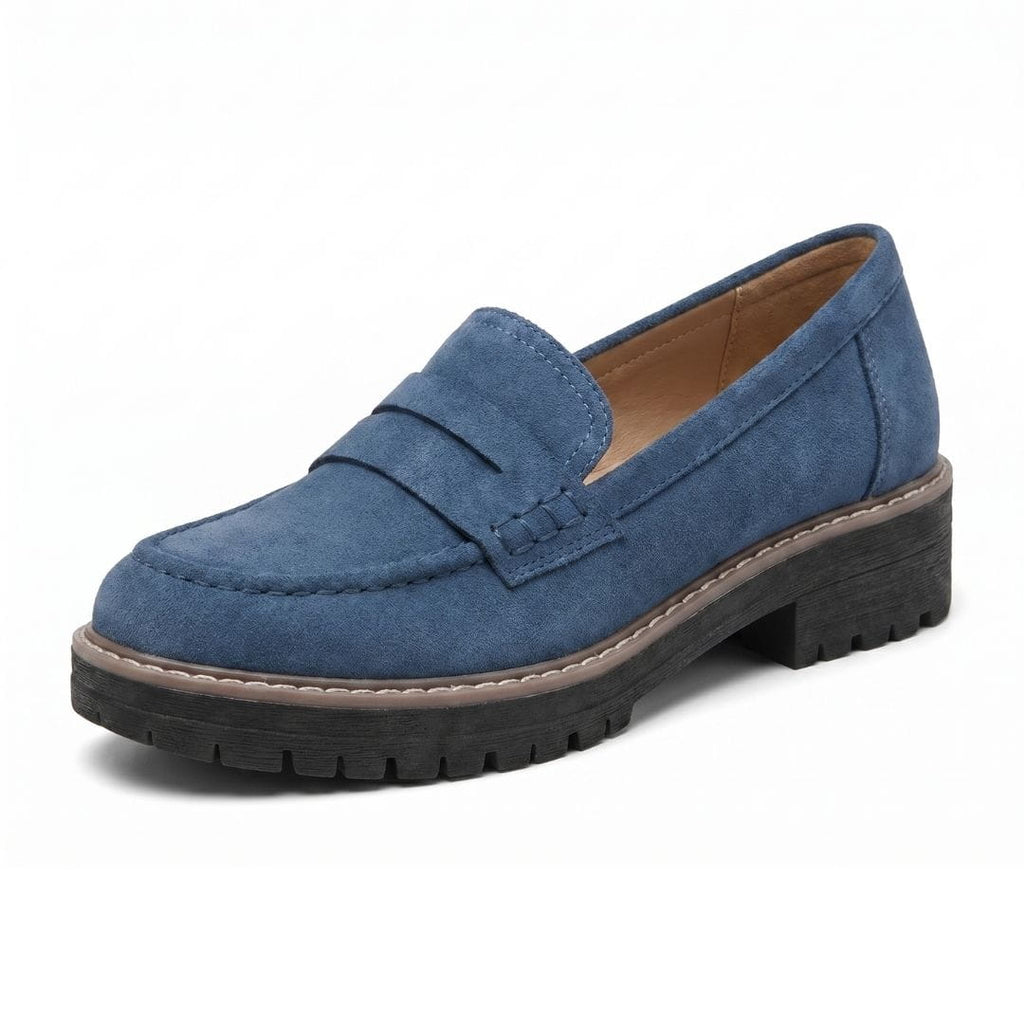 Colette Mocassins Chunky en Daim Premium – Souliers Casual Légers à Semelle Épaisse