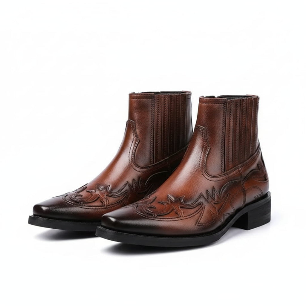 Giuseppe Bottes Cheville en Cuir Italien Fait Main Style Vintage Élégant