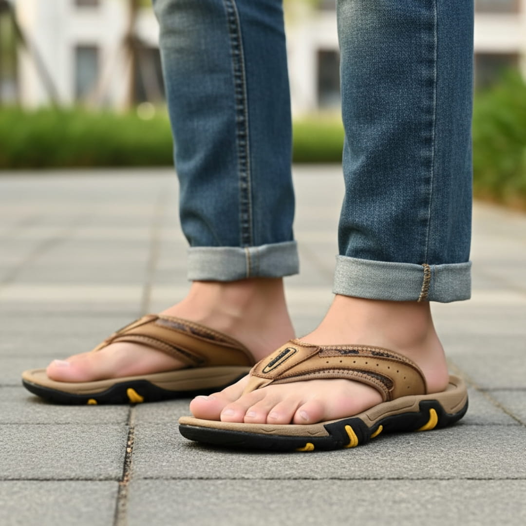 Vittorio Sandales Tongs en Cuir Ergonomiques – Semelle Confort Été Décontracté