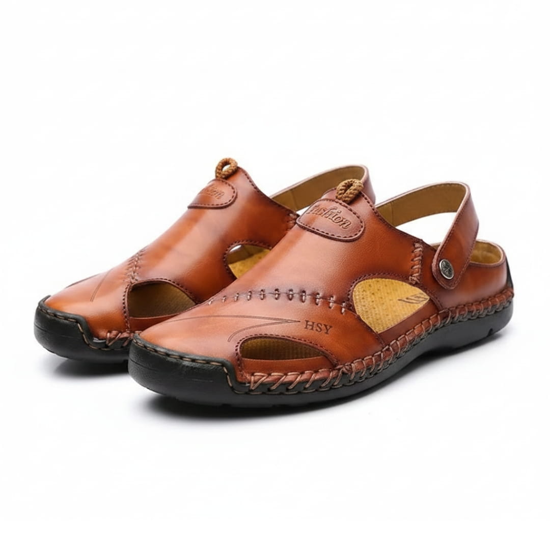 Alvaro Sandales en Cuir à Bout Fermé Style Pêcheur – Chaussures Confort Polyvalent Élégant