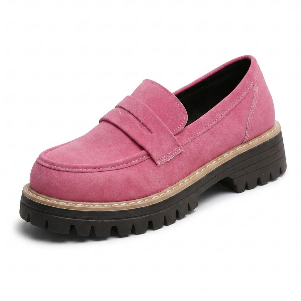 Colette Mocassins Chunky en Daim Premium – Souliers Casual Légers à Semelle Épaisse