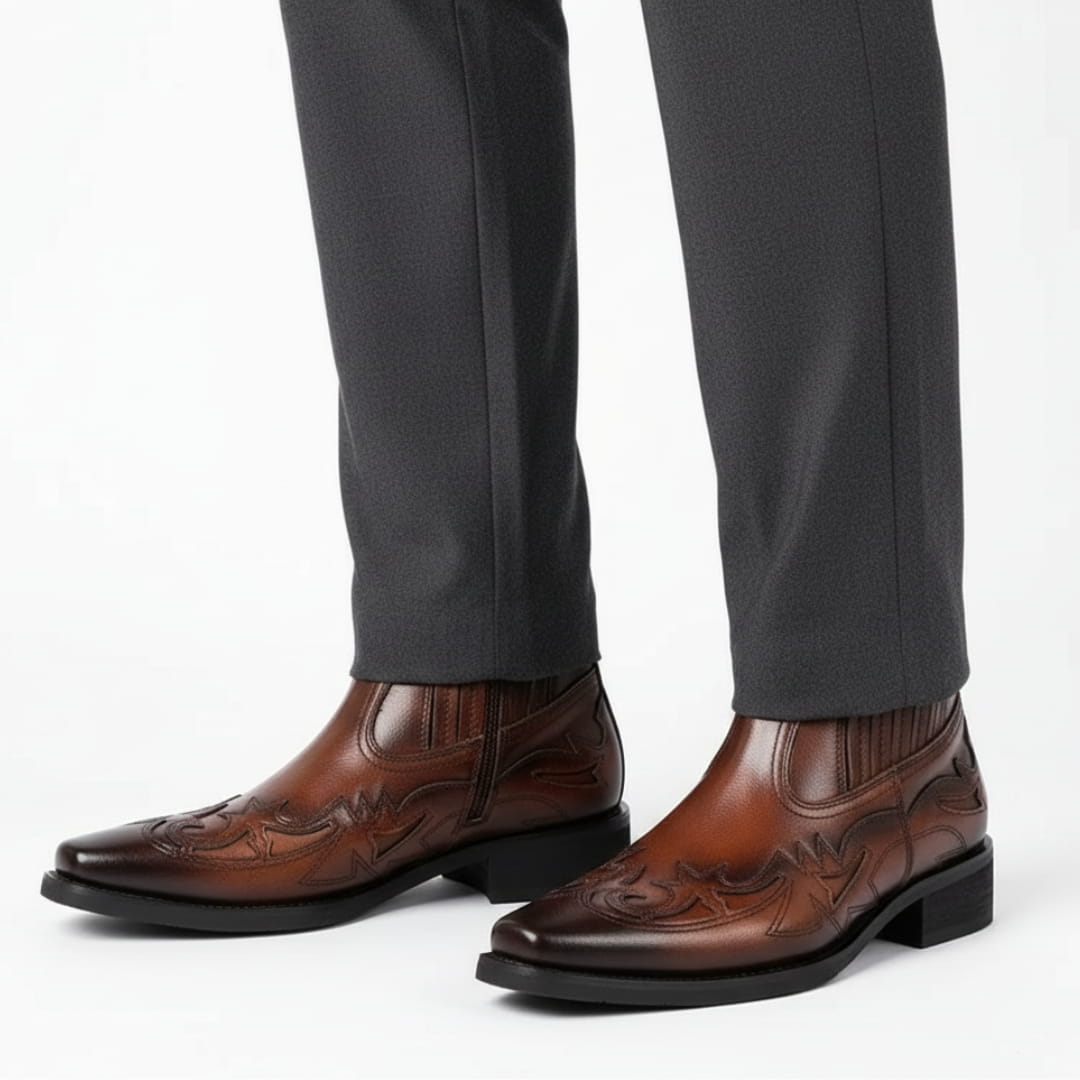 Giuseppe Bottes Cheville en Cuir Italien Fait Main Style Vintage Élégant