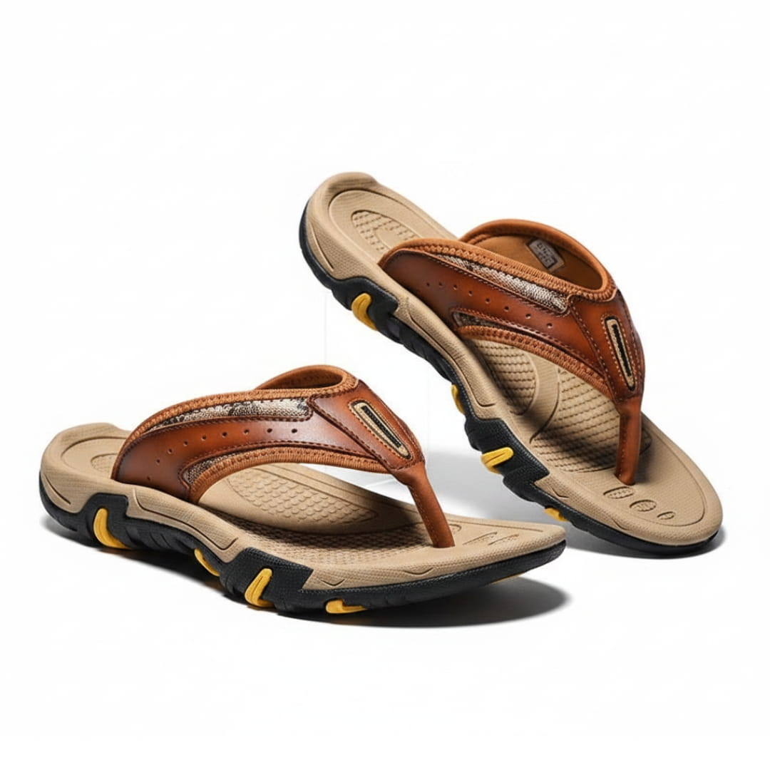 Vittorio Sandales Tongs en Cuir Ergonomiques – Semelle Confort Été Décontracté