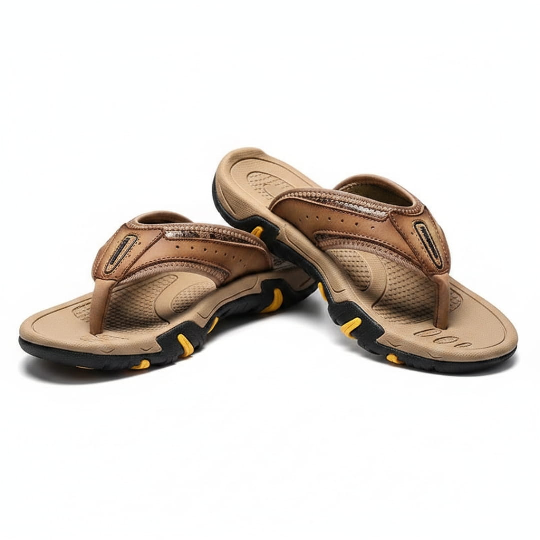 Vittorio Sandales Tongs en Cuir Ergonomiques – Semelle Confort Été Décontracté
