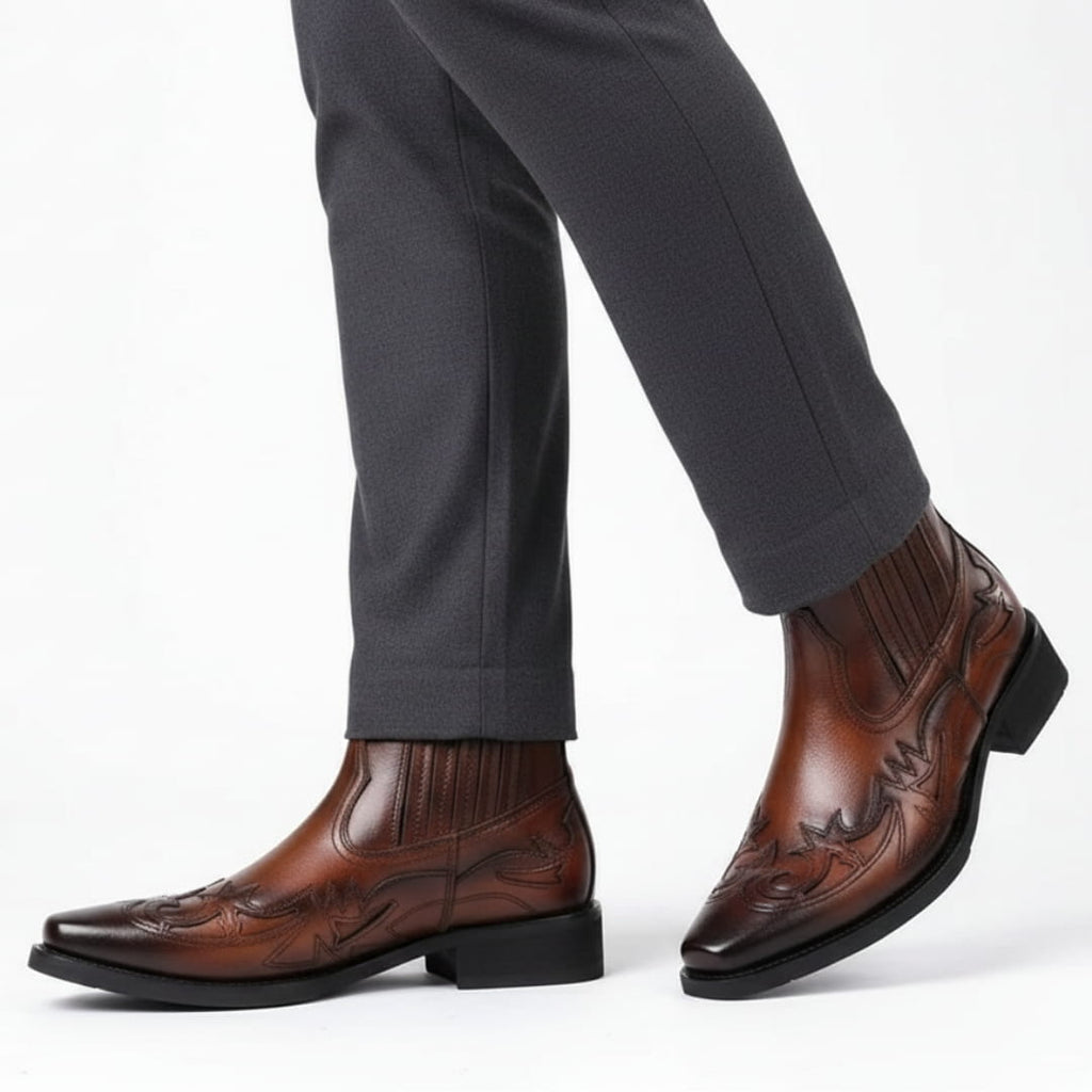 Giuseppe Bottes Cheville en Cuir Italien Fait Main Style Vintage Élégant