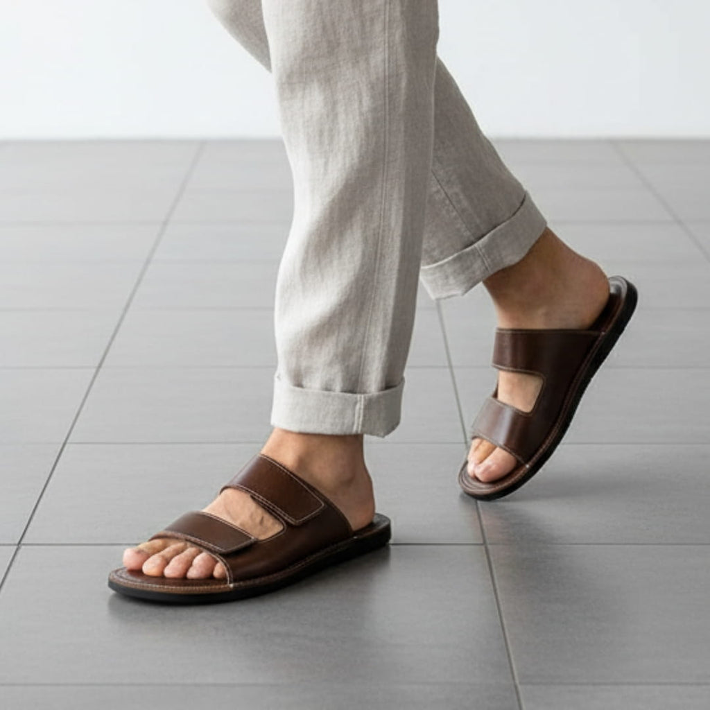 Enzo Sandales en Cuir Ajustables Antidérapantes Confortables pour l’Été