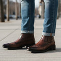 Giuseppe Bottes Cheville en Cuir Italien Fait Main Style Vintage Élégant