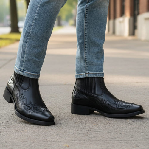 Giuseppe Bottes Cheville en Cuir Italien Fait Main Style Vintage Élégant