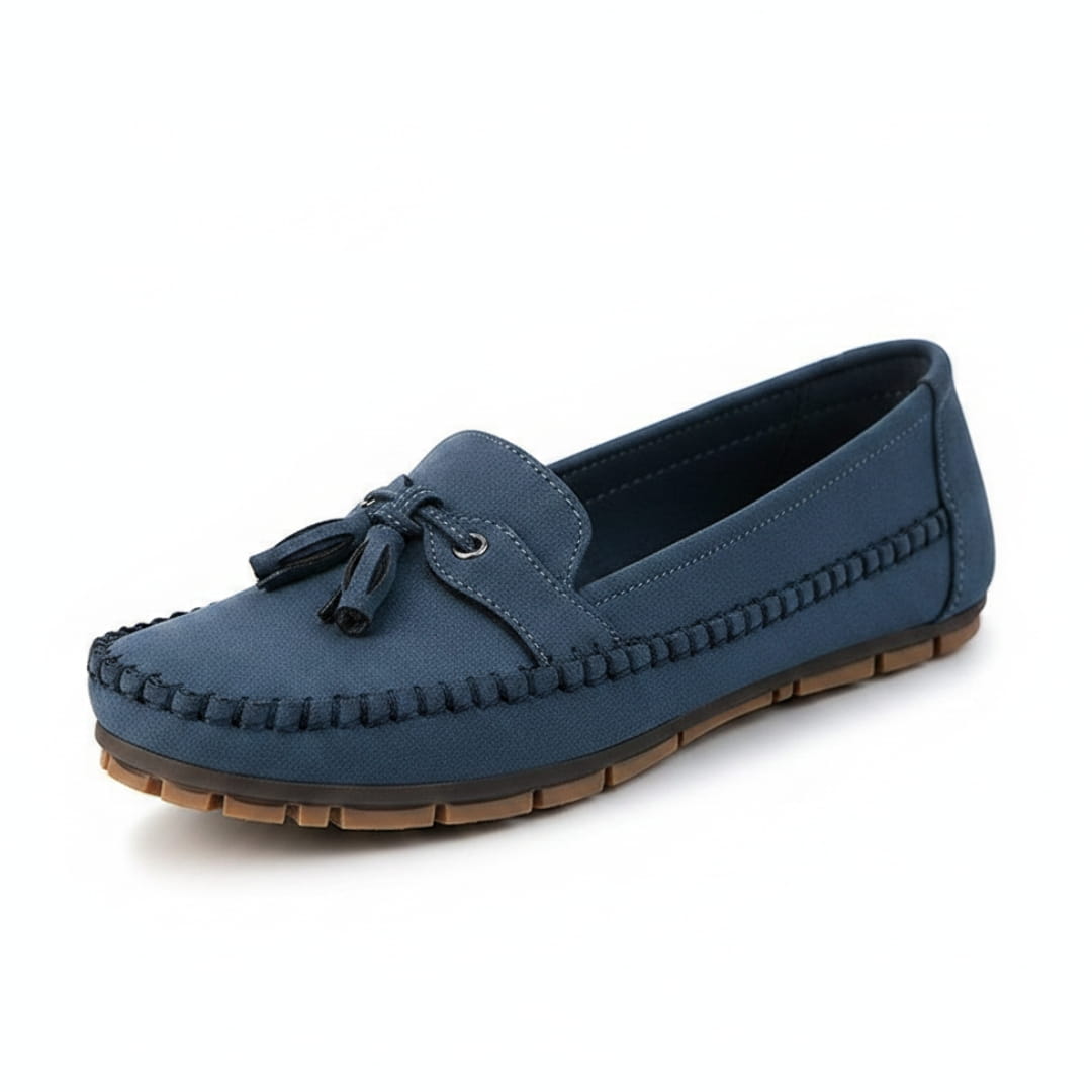 Livia Mocassins en Cuir Souple à Pompons – Chaussures Élégantes Quotidiennes à Enfiler