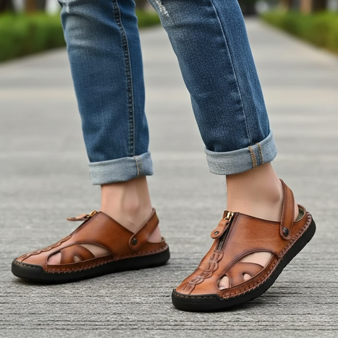 Samuel Sandales Spartiates en Cuir – Semelle Durable Style Outdoor d'Été