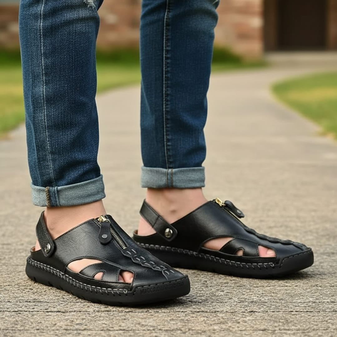 Samuel Sandales Spartiates en Cuir – Semelle Durable Style Outdoor d'Été