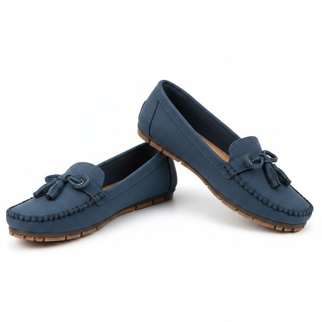 Livia Mocassins en Cuir Souple à Pompons – Chaussures Élégantes Quotidiennes à Enfiler