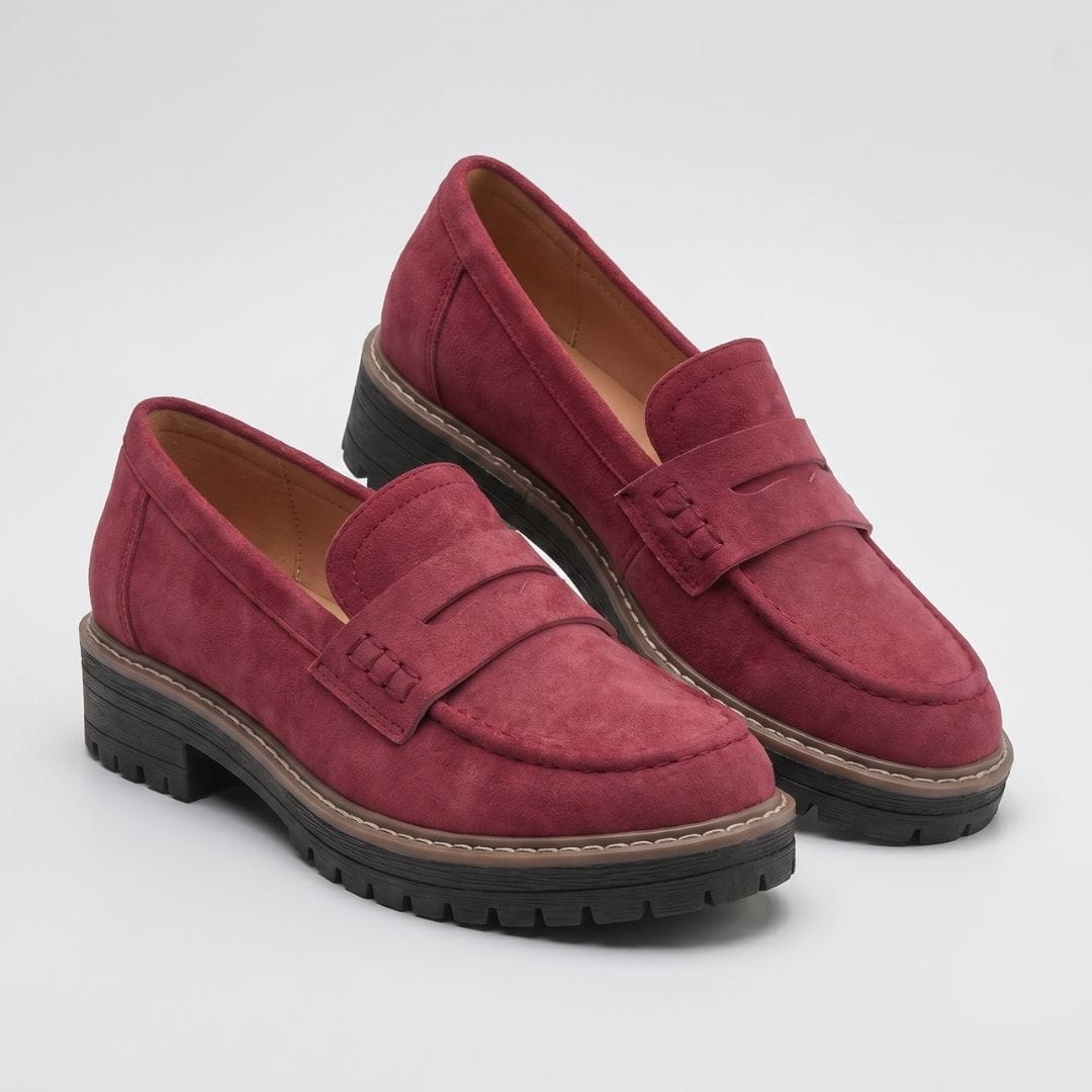 Colette Mocassins Chunky en Daim Premium – Souliers Casual Légers à Semelle Épaisse