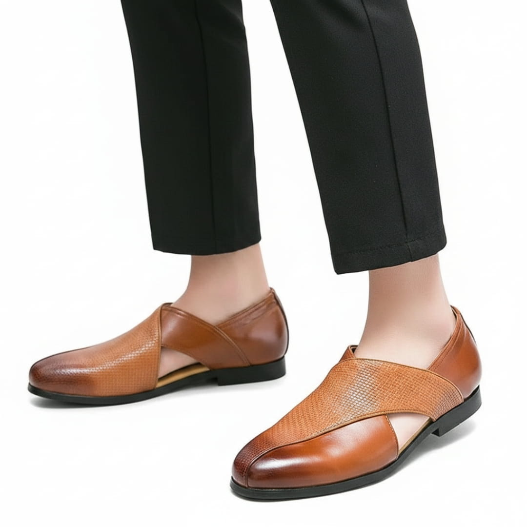 Rohan Cuir Mocassins – Découpés Peniche Confort Estival Chaussures À Enfiler
