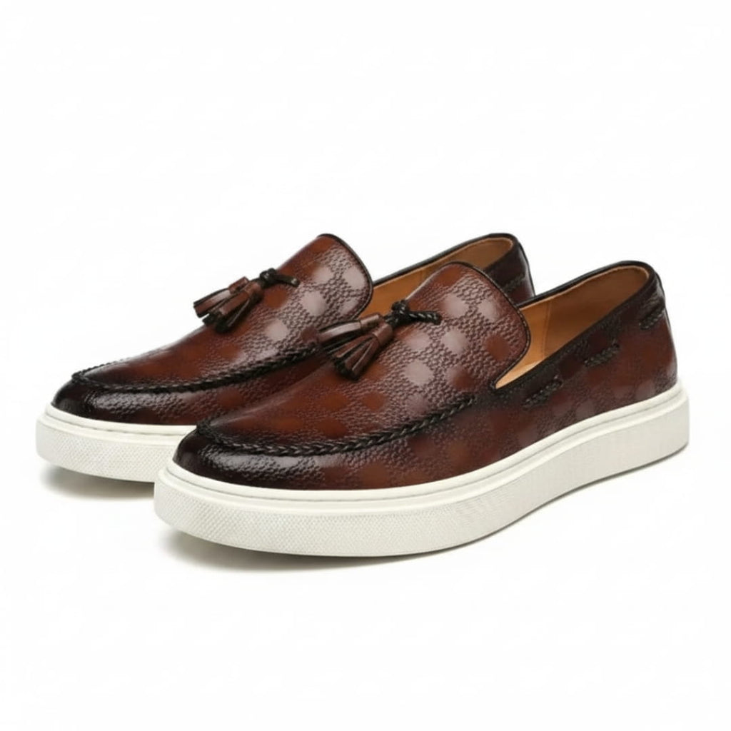 Crispin Mocassins en Cuir Embossé – Style Chic Formel Chaussures À Enfiler