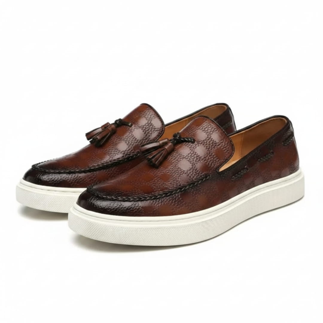 Crispin Mocassins en Cuir Embossé – Style Chic Formel Chaussures À Enfiler