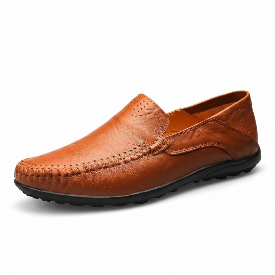 Domenico Mocassins en Cuir Texturé Ultra-Léger – Chaussures Casual Chic à Enfiler