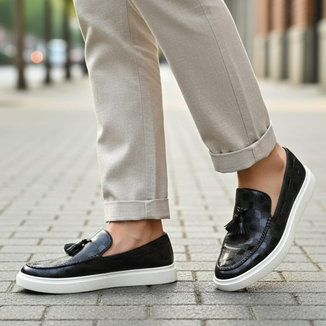 Crispin Mocassins en Cuir Embossé – Style Chic Formel Chaussures À Enfiler