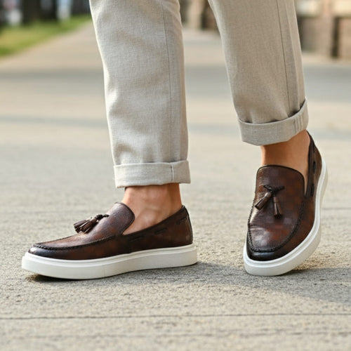 Crispin Mocassins en Cuir Embossé – Style Chic Formel Chaussures À Enfiler