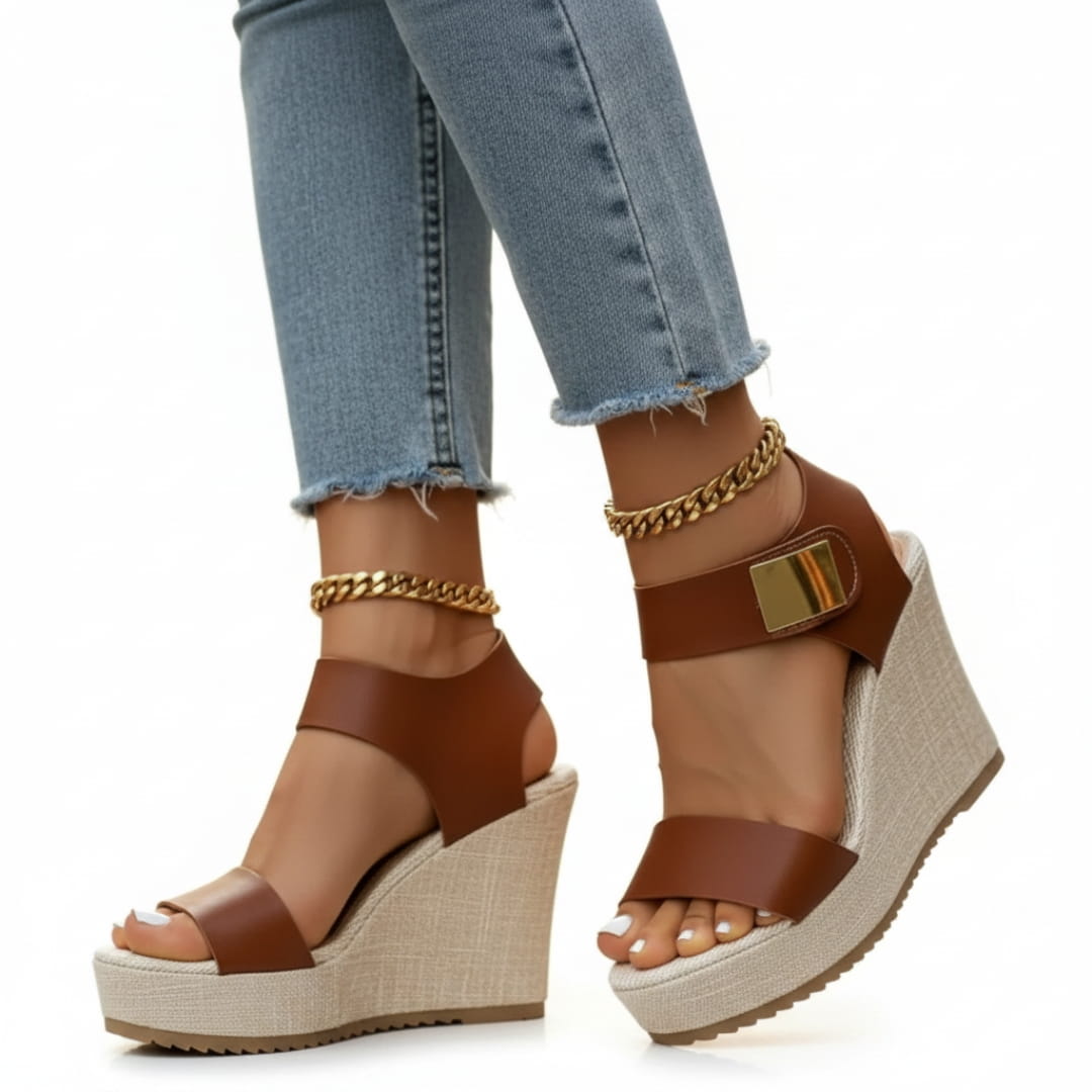 Isabella Sandales Compensées Colorblock Plateforme Confort Chic Sandales Été