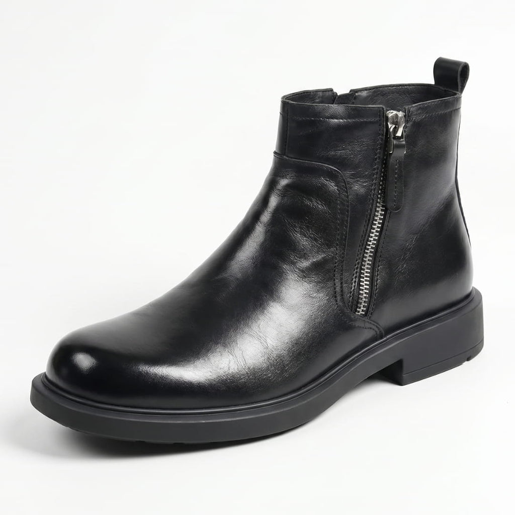 Hélias Bottes en Cuir Pleine Fleur – Bottes Robustes à Zip Latéral et Semelle Renforcée