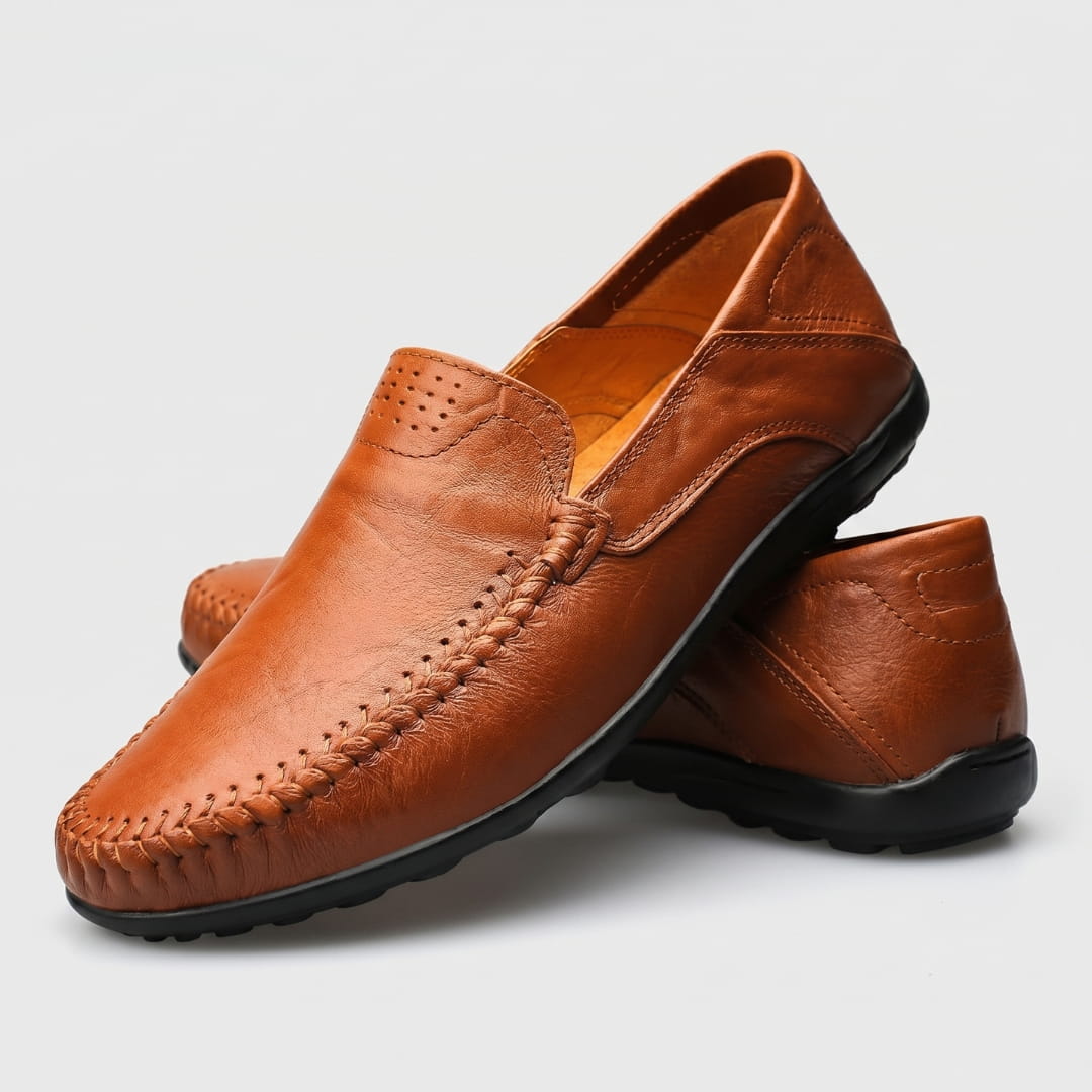 Domenico Mocassins en Cuir Texturé Ultra-Léger – Chaussures Casual Chic à Enfiler