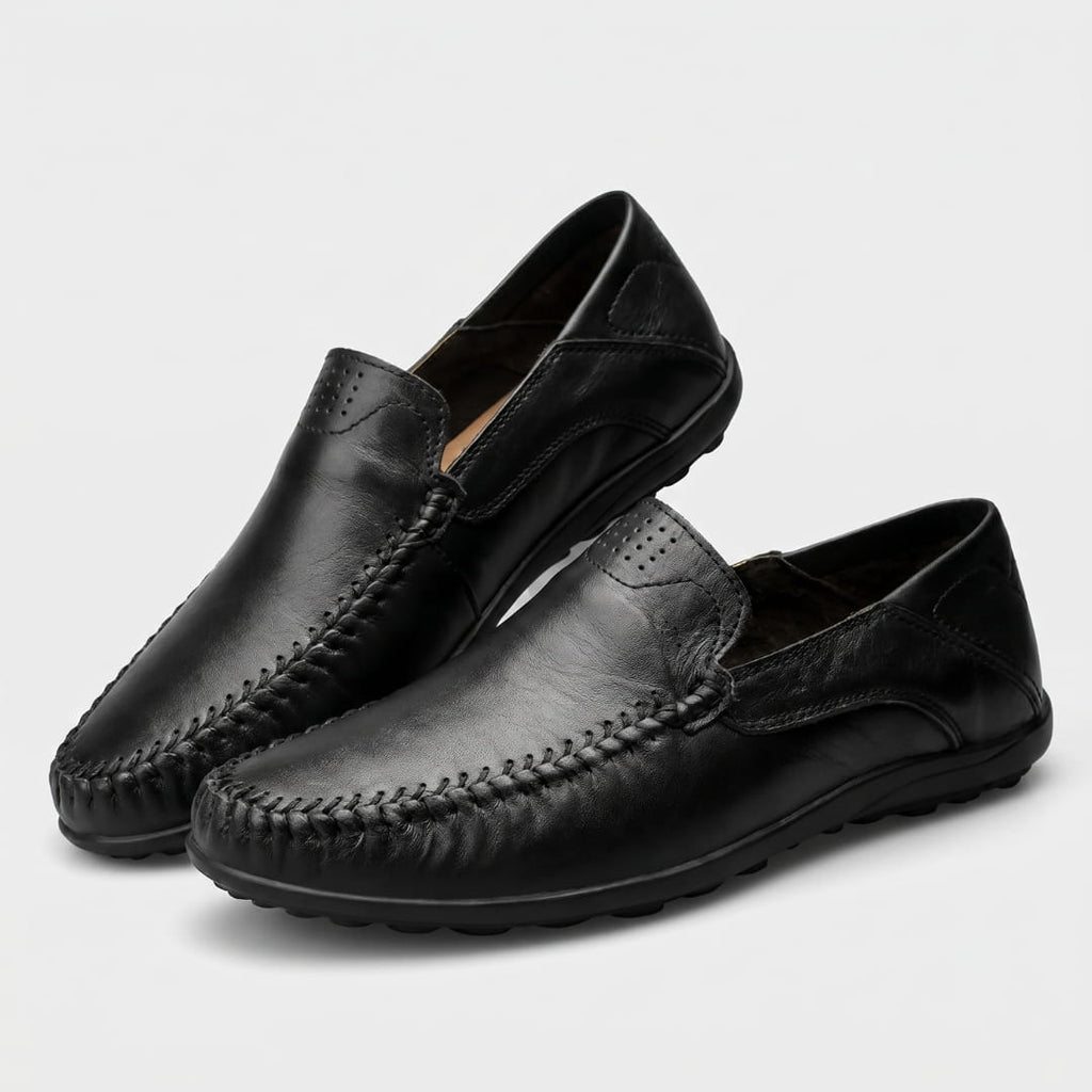 Domenico Mocassins en Cuir Texturé Ultra-Léger – Chaussures Casual Chic à Enfiler