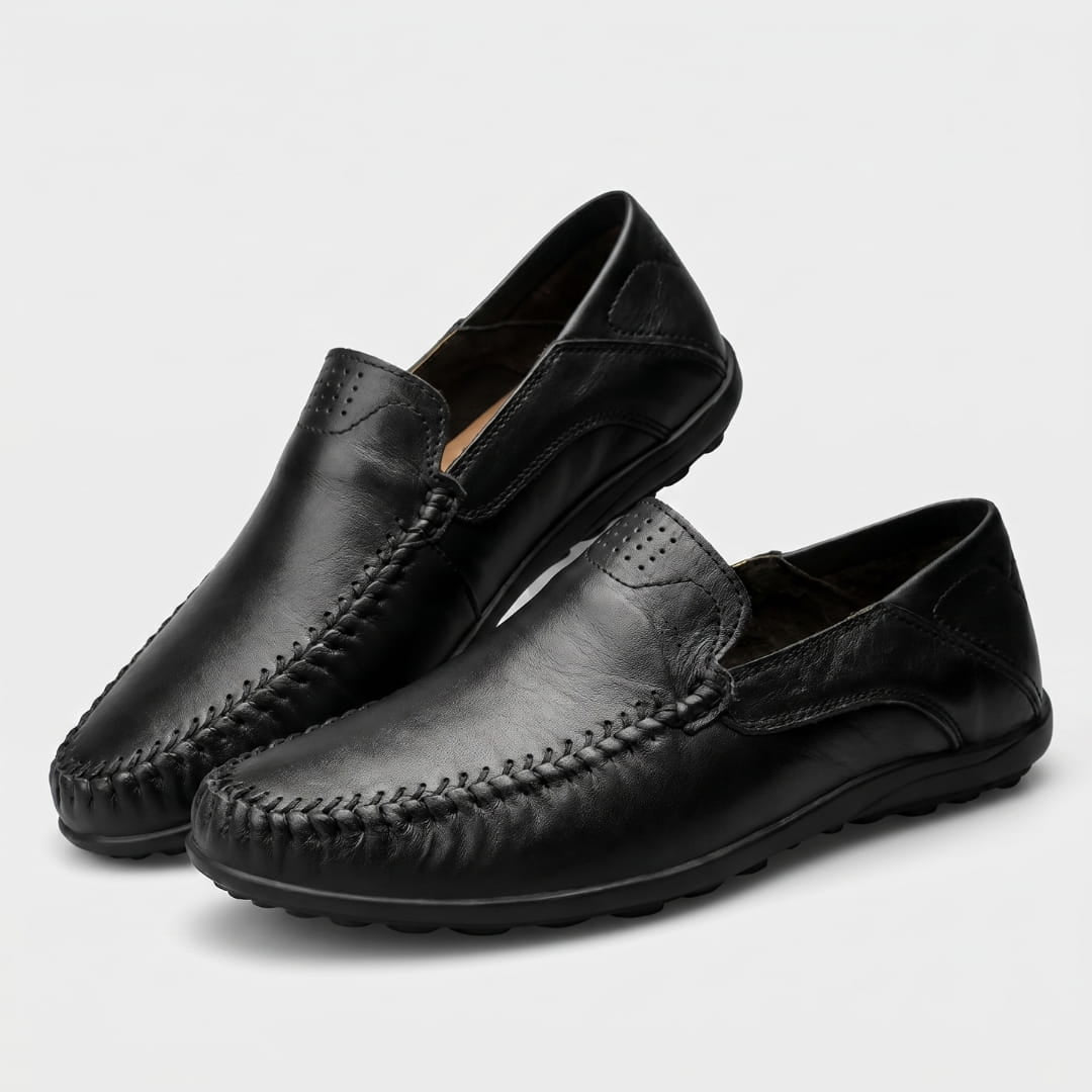 Domenico Mocassins en Cuir Texturé Ultra-Léger – Chaussures Casual Chic à Enfiler