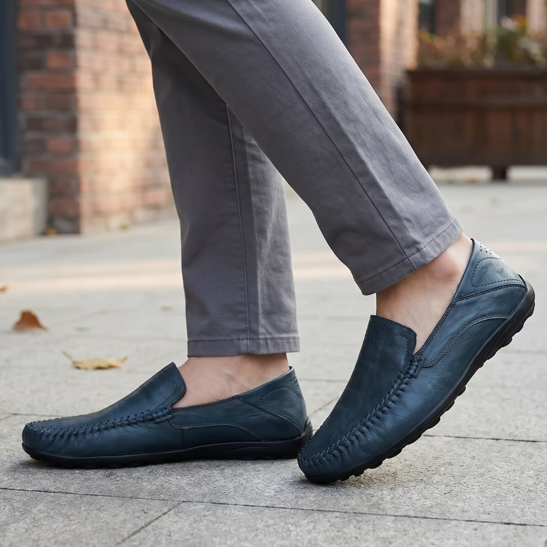 Domenico Mocassins en Cuir Texturé Ultra-Léger – Chaussures Casual Chic à Enfiler