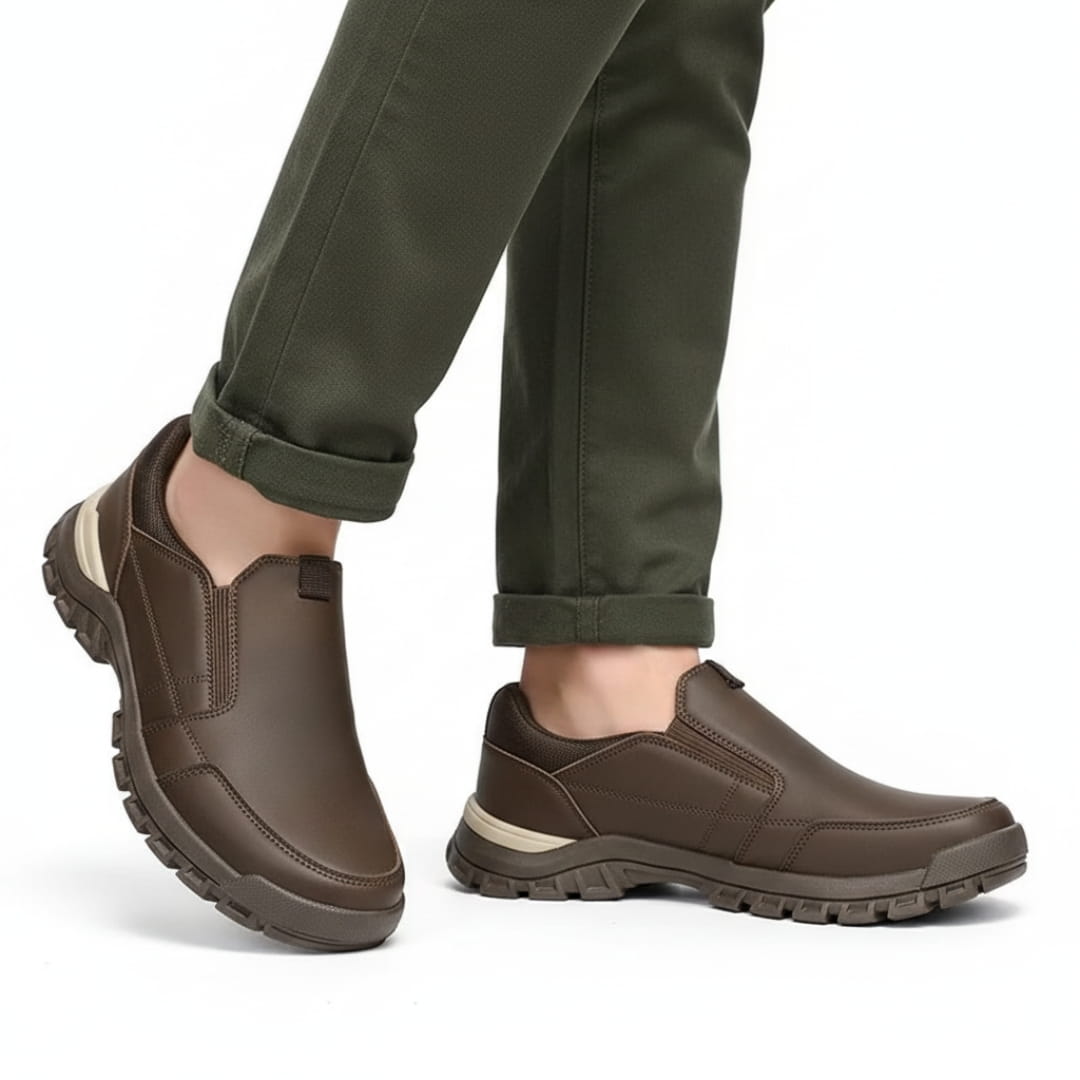 Zachari Cuir Mocassins – Confort Structure Chaussures À Enfiler Souple