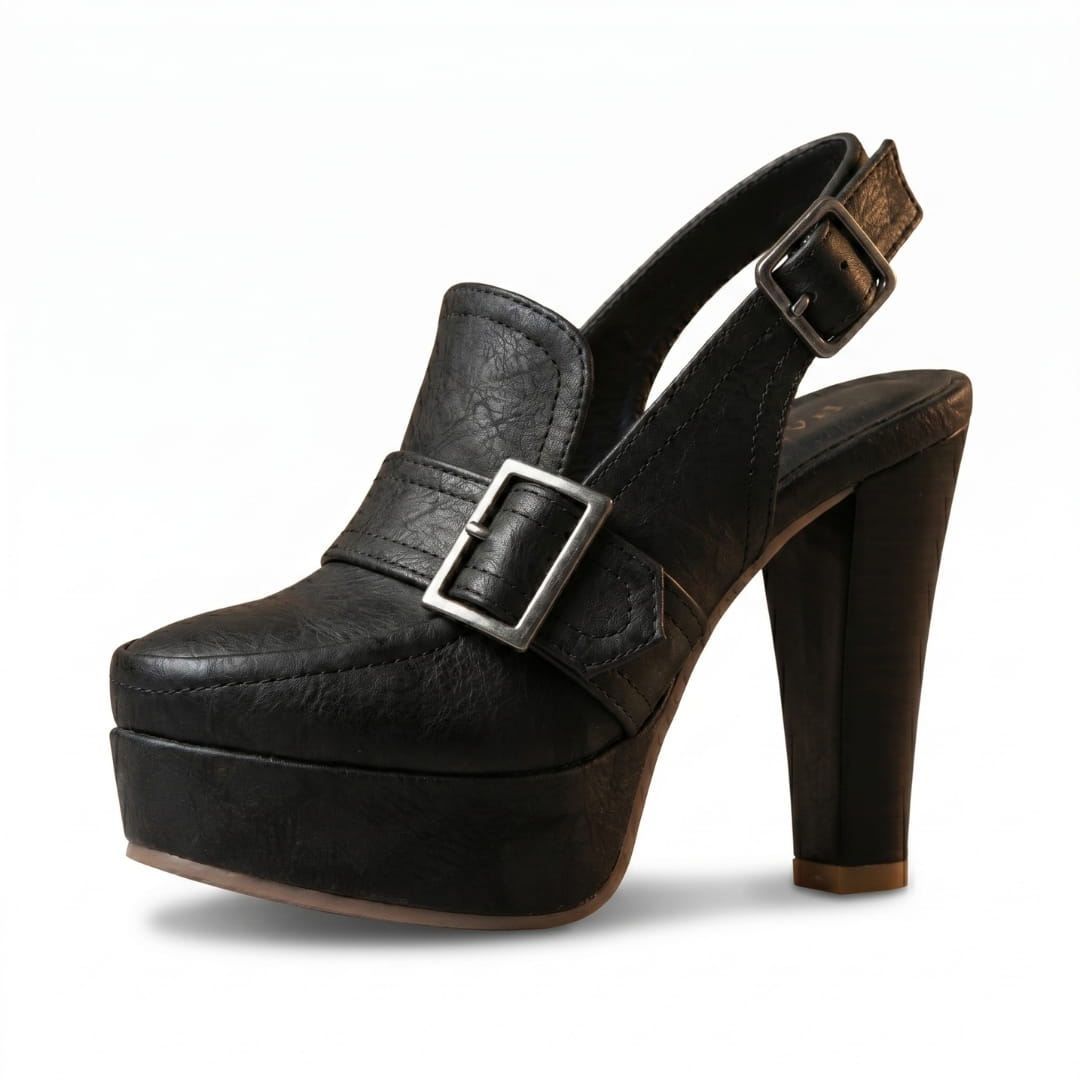 Isabella Escarpins en Suède à Bride Arrière – Souliers Élégants à Talon Bloc et Plateforme