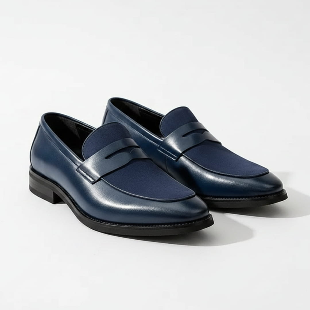 Pierre Mocassins en Daim et Cuir Penny Loafers Confort Premium Chaussures Habillées