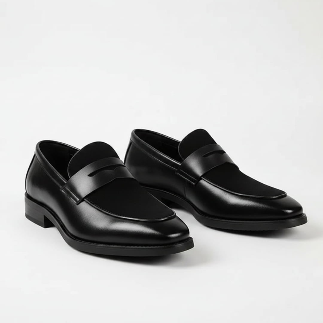 Pierre Mocassins en Daim et Cuir Penny Loafers Confort Premium Chaussures Habillées