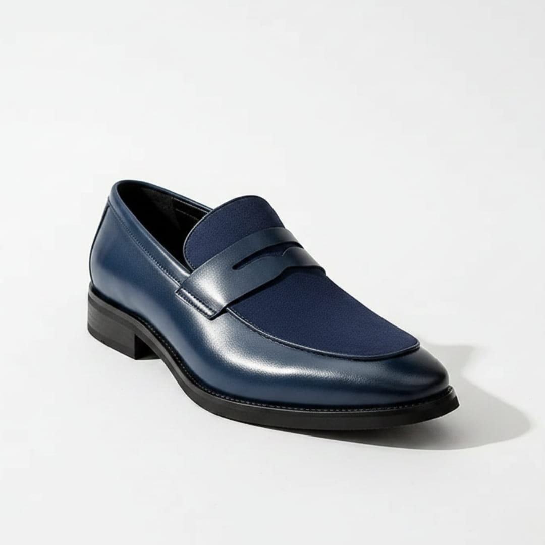 Pierre Mocassins en Daim et Cuir Penny Loafers Confort Premium Chaussures Habillées