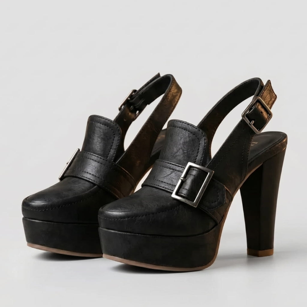 Isabella Escarpins en Suède à Bride Arrière – Souliers Élégants à Talon Bloc et Plateforme