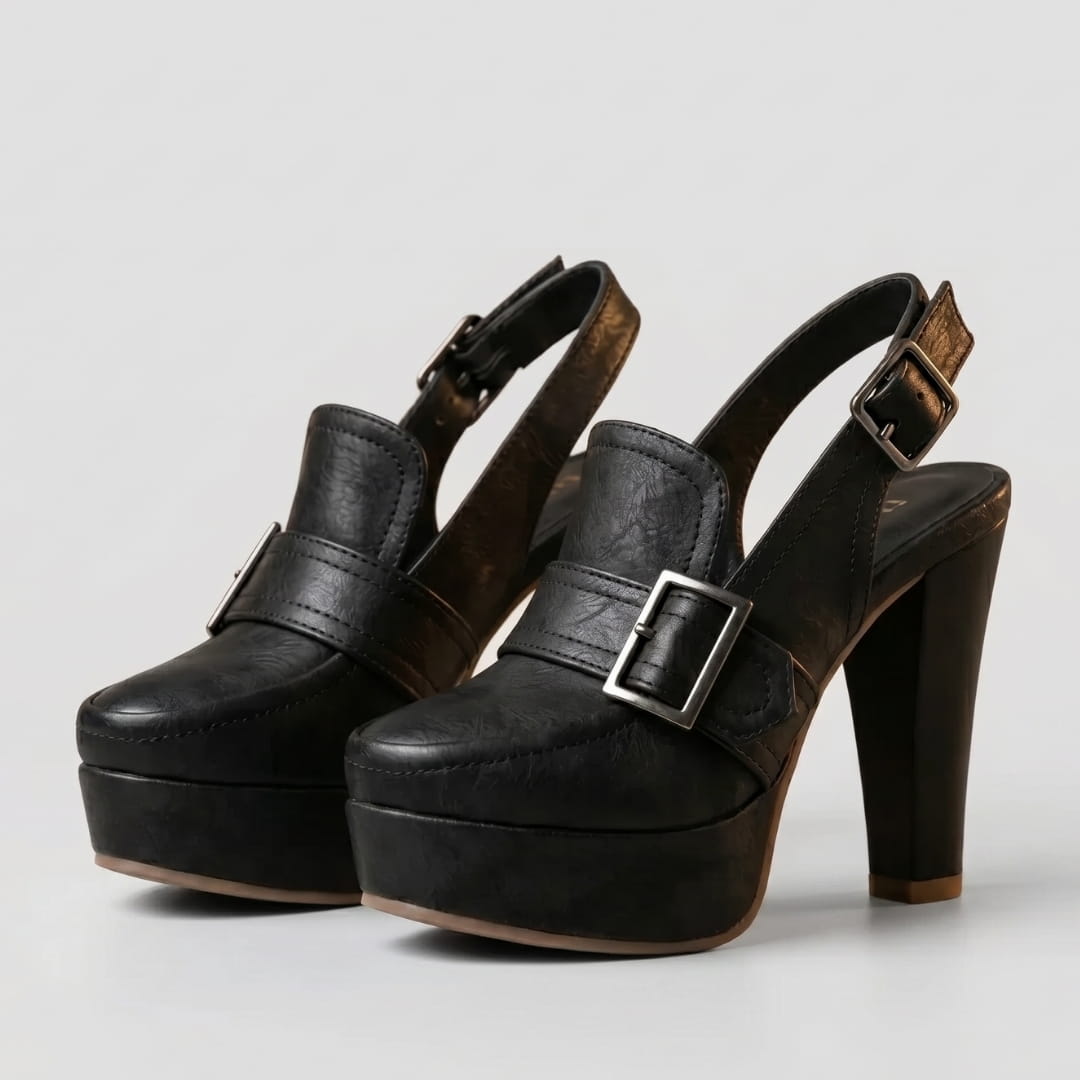 Isabella Escarpins en Suède à Bride Arrière – Souliers Élégants à Talon Bloc et Plateforme