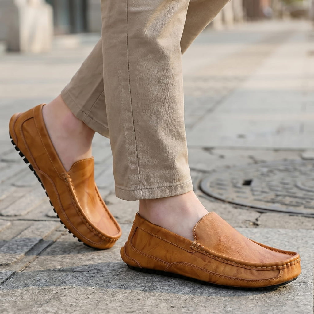 Fabrizio Mocassins en Cuir Cousus Main – Chaussures Élégantes Casual Quotidiennes à Enfiler