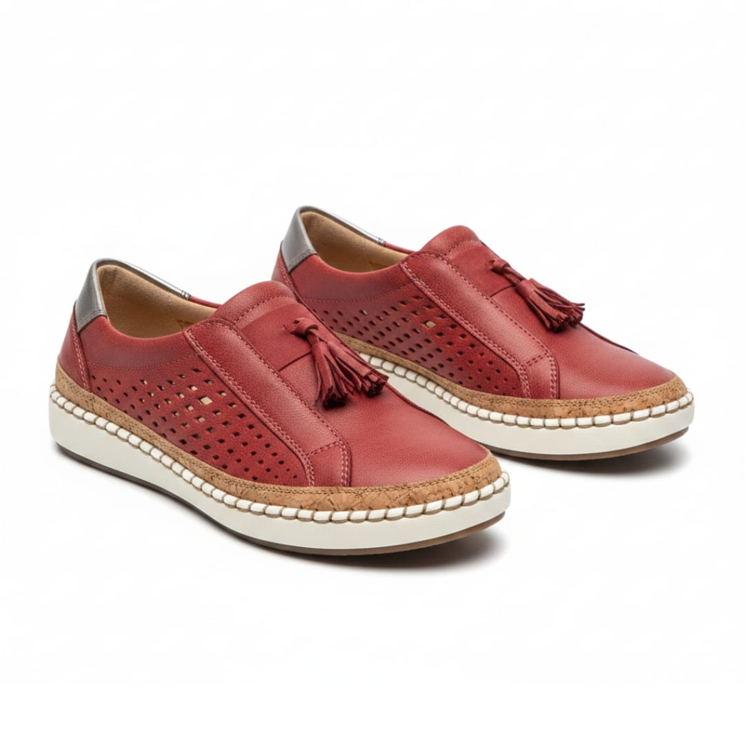Amari Baskets Sneakers en Cuir – Soutien Voûte Plantaire Confort Chaussures À Enfiler
